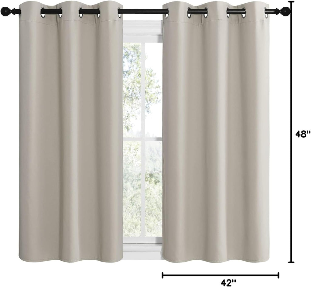 NICETOWN Kitchen Curtains for Decoration, Thermal Insulated Grommet Room Darkening Draperies/Panels for Laundry (Natural, 2 Panels, W42 x…