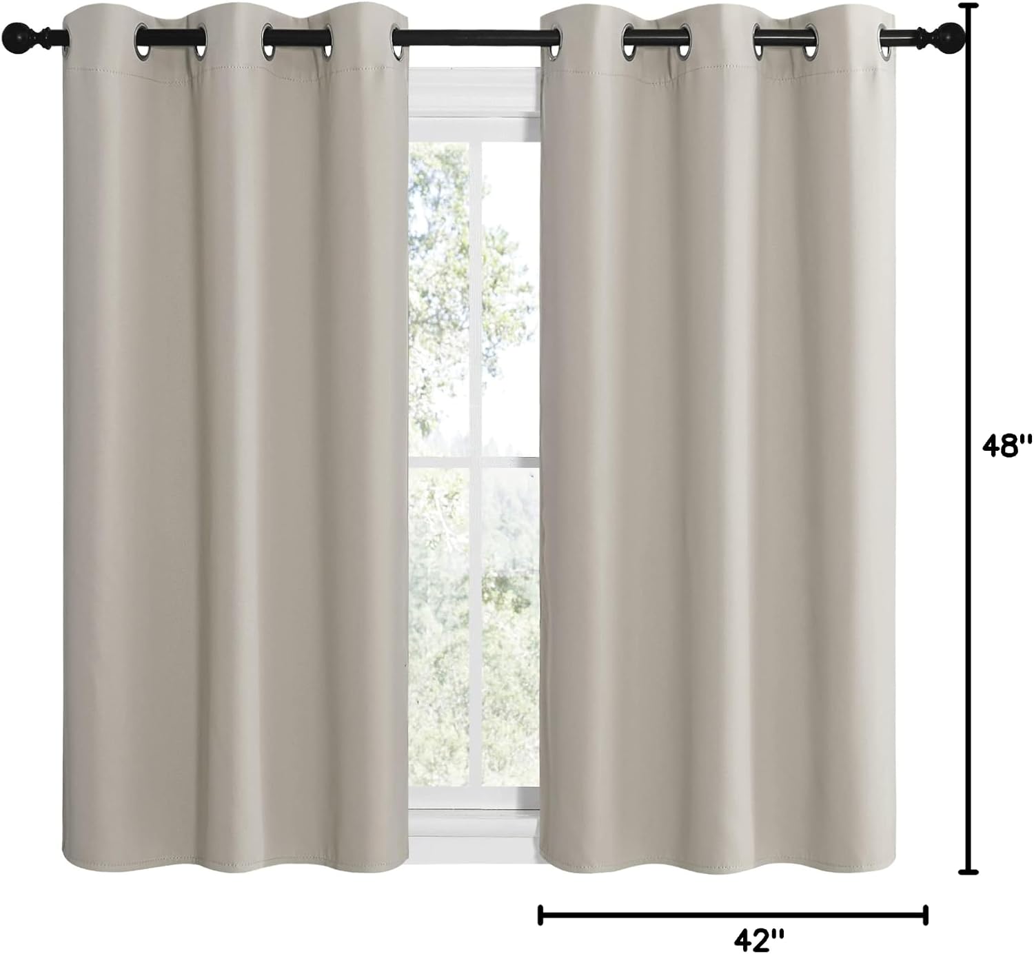 NICETOWN Kitchen Curtains for Decoration, Thermal Insulated Grommet Room Darkening Draperies/Panels for Laundry (Natural, 2 Panels, W42 x…