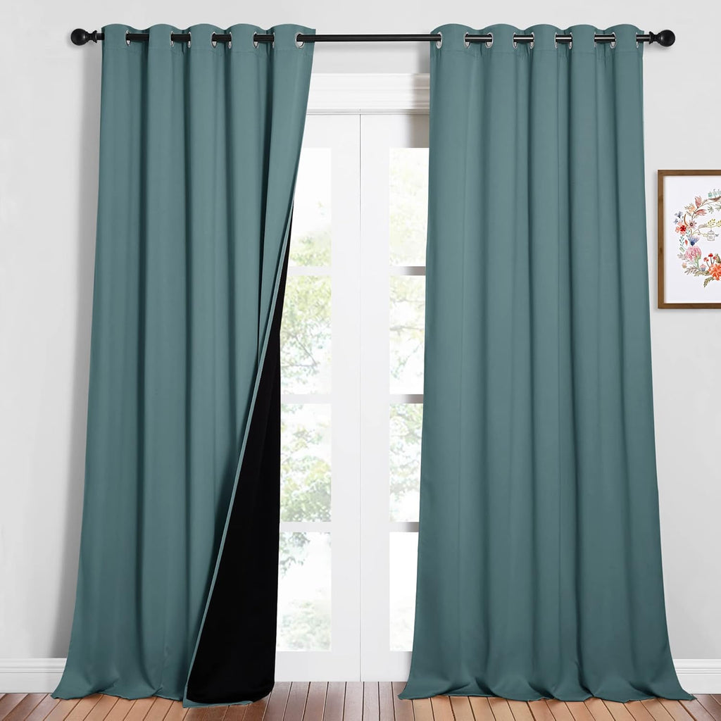 Nicetown Full Shading Cold Blocking Curtains for Windows, Super Heavy-Duty Black Lined Blackout Curtains for Bedroom, Privacy Assured Windo…