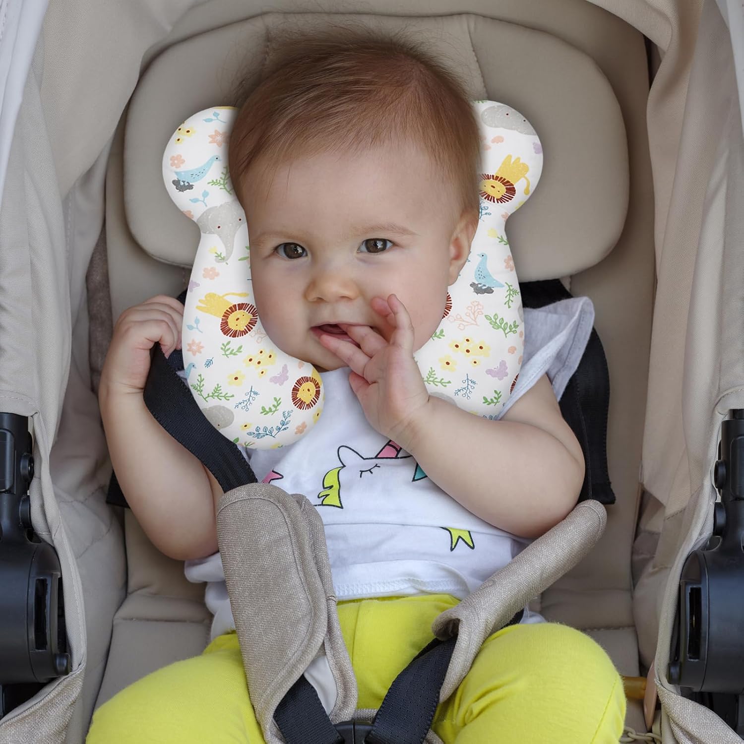 Baby Travel Pillow, Upgrade U-Shape Infant Pillow for Car Seat Pushchair and Stroller, Soft Comfortable Rest Cushion for Kids Newborn and…