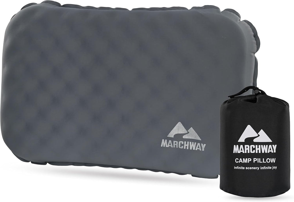 MARCHWAY Inflatable Camping Pillow with Soft Foam Top & TPU Air Bladder, Dual-Sided Support for All-Season, Lightweight Compact Travel…