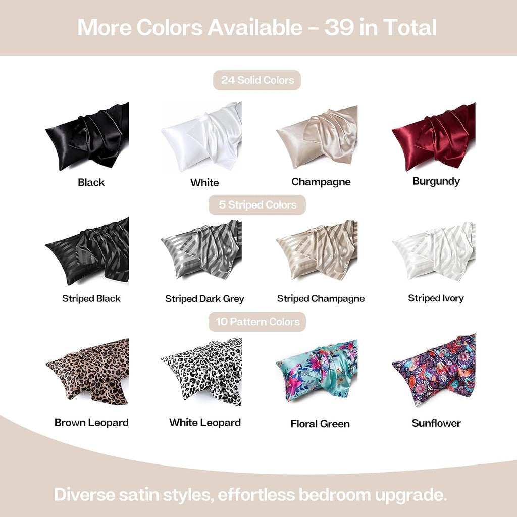 MR&HM Satin Body Pillow Cover, Soft and Breathable Body Pillow Case with Envelope Closure, Cooling and Silky Long Pillowcase for Hair and…