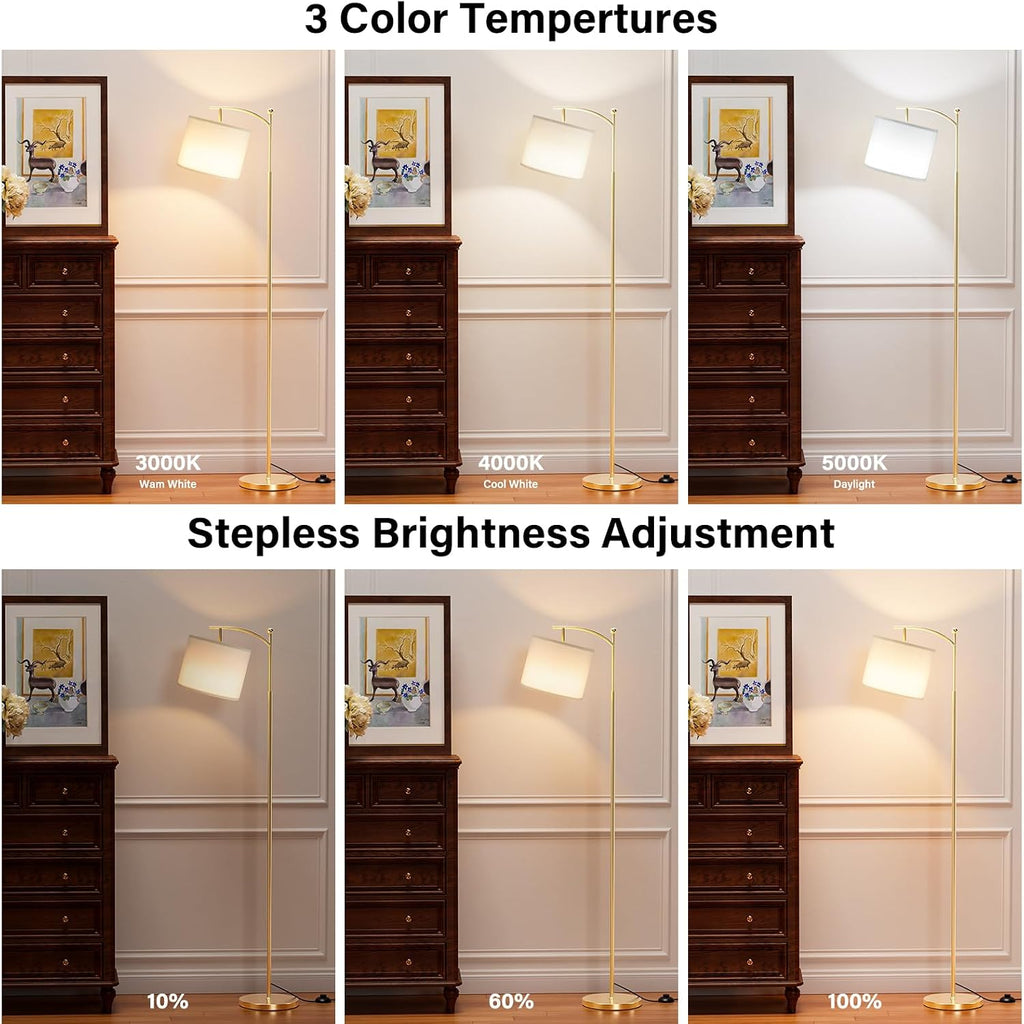 Ambimall 60" Gold Floor Lamp with Remote Control and Stepless Dimmable Bulb, Colors Temperature & Brightness Adjustable, Modern Floor…