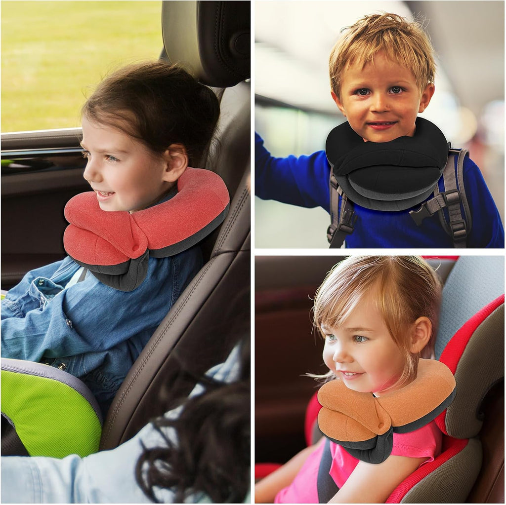 BUYUE Kids Travel Pillows for Airplane, Memory Foam 360° Head Support Sleeping Essentials for Long Flight, Skin-Friendly Soft Neck Pillow…