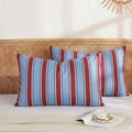 Merryword Burgundy and Blue Striped Pillowcases, 100% Cotton Pillow Cases, Standard Size Pillowcases, Luxury Linen Like Pillowcase, Soft Br…