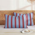 Merryword Burgundy and Blue Striped Pillowcases, 100% Cotton Pillow Cases, Queen Size Pillowcases, Luxury Linen Like Pillowcase, Soft Breat…