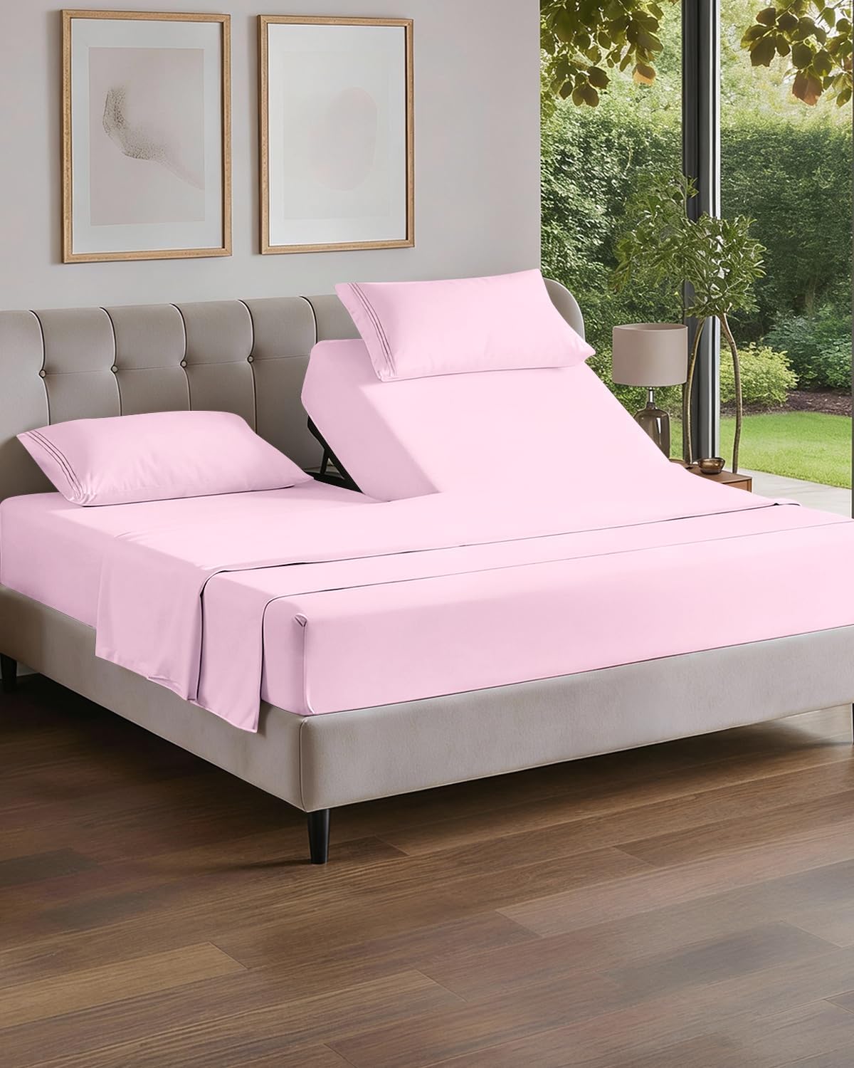 Flex Top Split Head King 4 Piece Sheet Set - Ultra-Soft, Breathable & Cooling Bed Sheets Set - Hotel Luxury Bedding for Women & Men with…