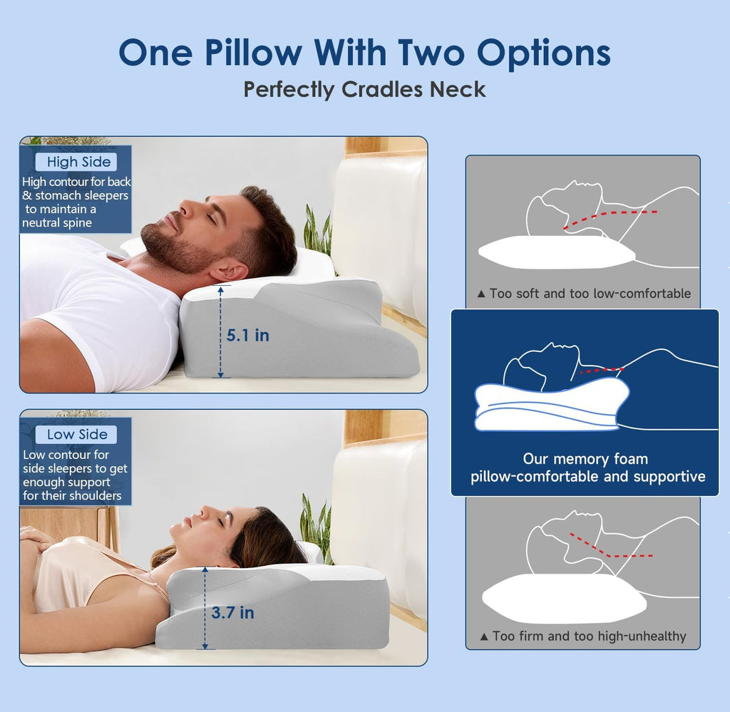 jiaao Cervical Neck Pillow for Neck, Ergonomic Memory Foam Contour Pillow for Sleeping, Cooling Butterfly Pillow for Back, Side, Stomach Sle…