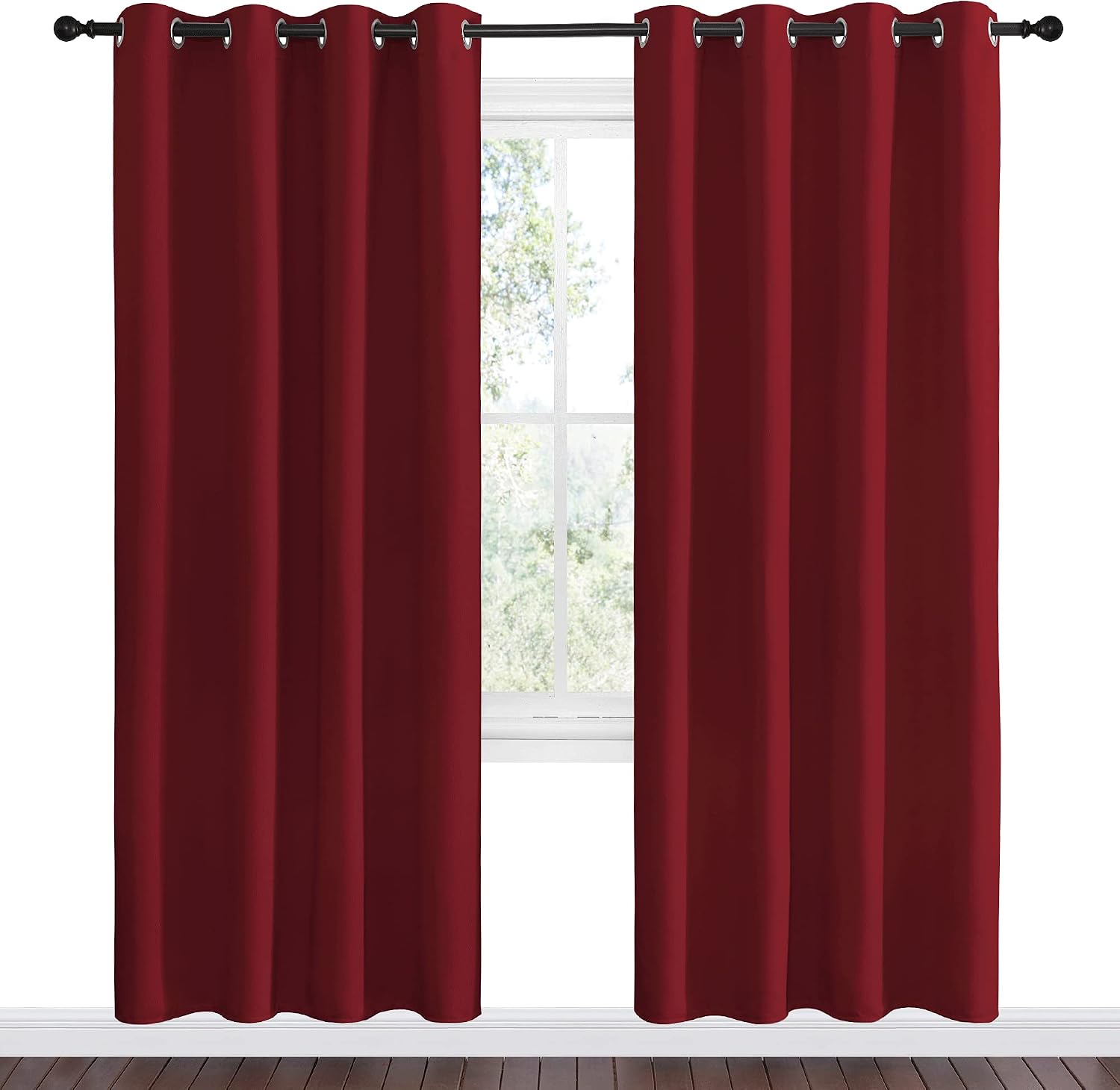 Nicetown Christmas Blackout Curtain Panel Grommet - Home Decorations Thermal Insulated Solid Grommet Top Blackout Living Room Panels/Drapes…