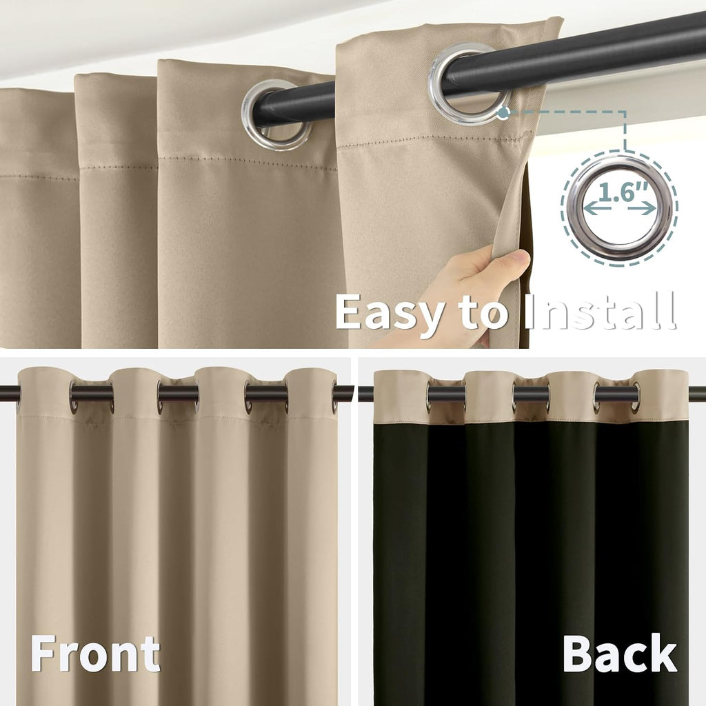 BGment Sand Blackout Curtains 95 Inches Long 2 Panels Set for Living Room, Thermal Insulated 100% Light Blocking Curtains & Drapes, Grommet…