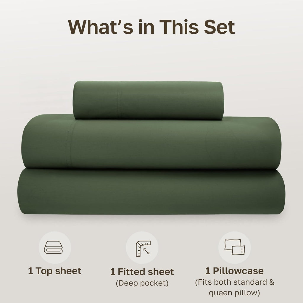CaliforniaDesignDen California Design Den Twin XL Sheets Cotton Set - Soft 100% Organic Cotton Sheets, Deep Pockets, Crisp Percale, Breatha…