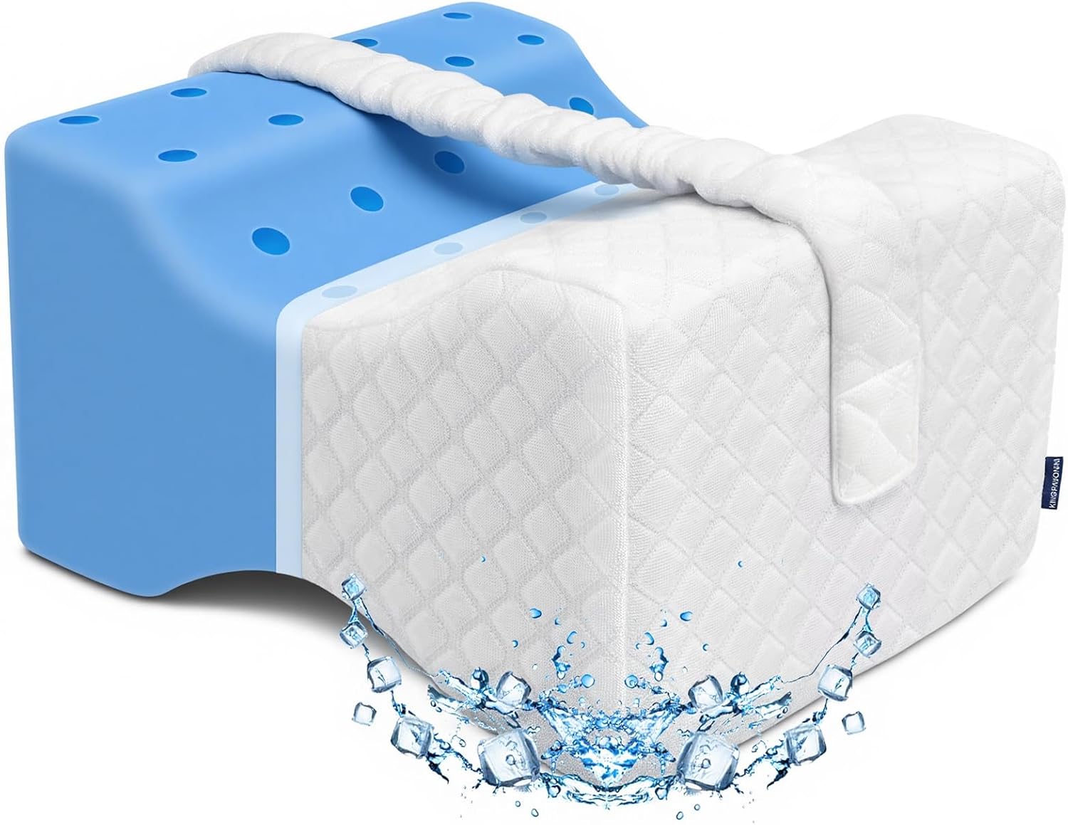 KingPavonini Cooling Knee Pillow for Side Sleepers, Gel Memory Foam Leg Pillows for Side Sleeping with Ice Silk Cover and Strap, Knee Pillo…