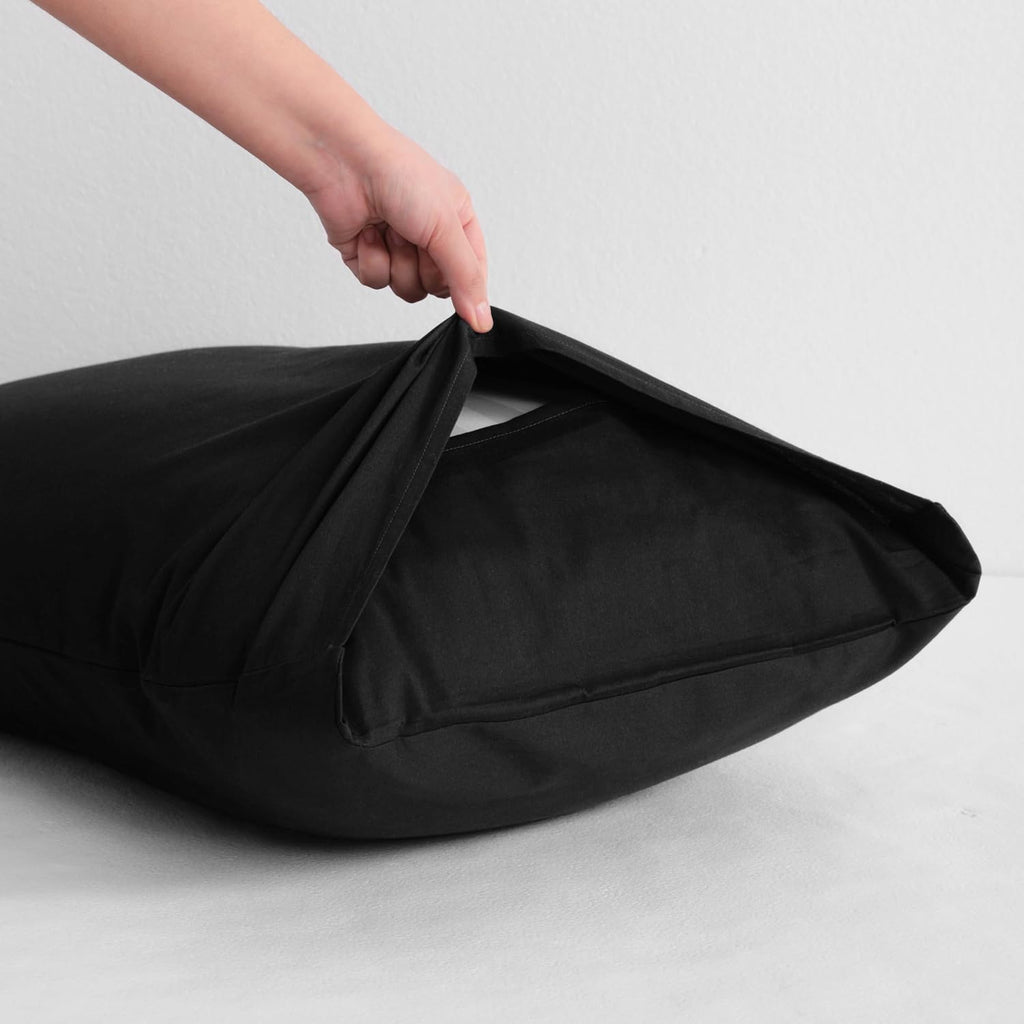 Ntbay Standard Cotton Pillowcases - Envelope Closure 20x26 Pillowcases Set of 2, Breathable and Soft Bed Pillow Cases, Black Cotton Black