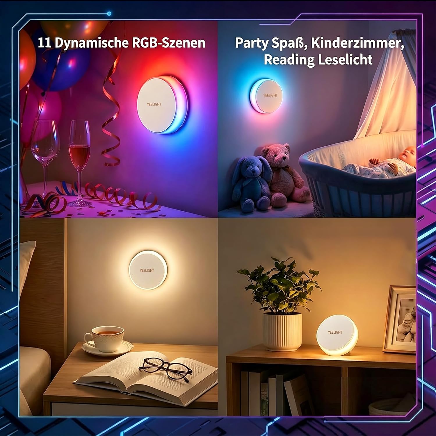 Yeelight Motion Sensor Night Light, Rechargeable Magnetic Night Light with 11 RGB Scenes and & Warm White, Type-C Wireless LED Nightlight f…