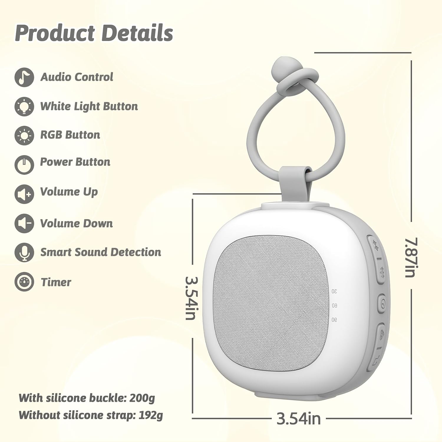 Gemmac Portable White Noise Sound Machine with Mood Lighting 7 Color Night Light 32 Soothing Sounds, Timer, Memory Function Adjustable Volu…