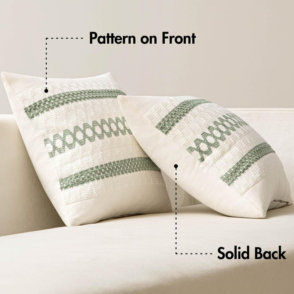 MIULEE Set of 2 Sage Green Boho Decorative Pillow Covers 26x26 Inch Farmhouse Rustic Couch Throw Pillows Modern Summer Cotton Cushion…