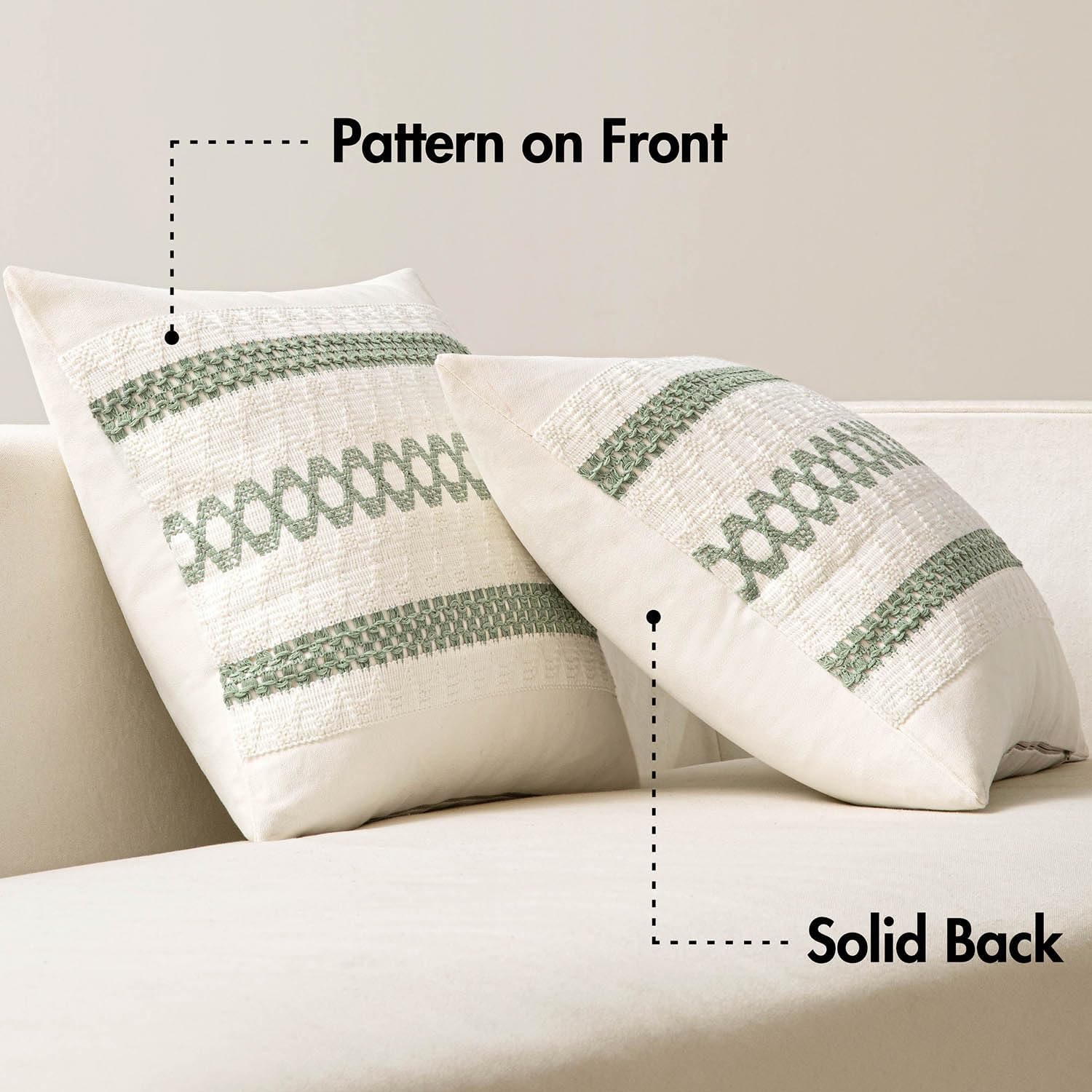 MIULEE Set of 2 Sage Green Boho Decorative Pillow Covers 26x26 Inch Farmhouse Rustic Couch Throw Pillows Modern Summer Cotton Cushion…