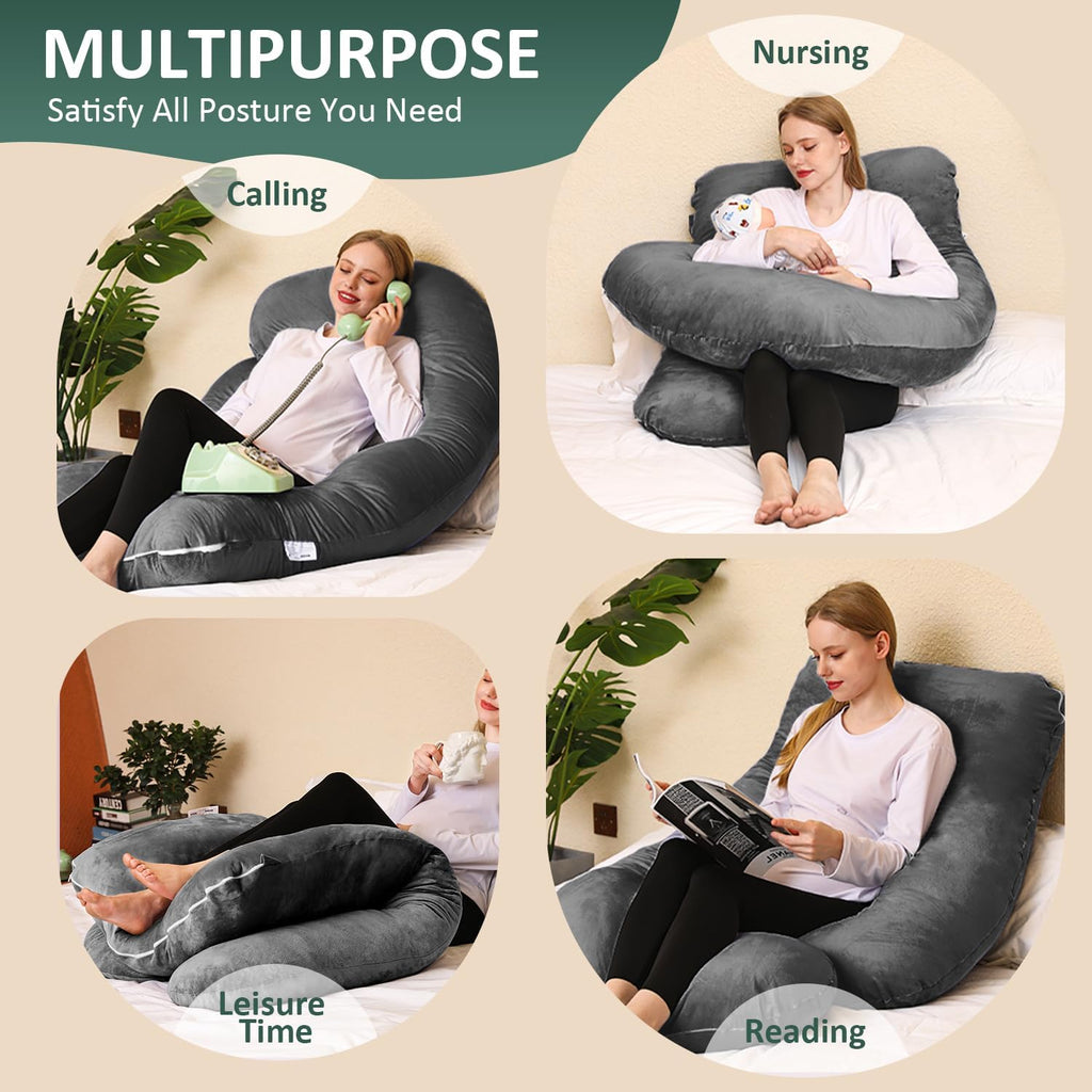 Chilling Home Pregnancy Pillow, U Shaped Pregnancy Pillows for Sleeping Full Body Pillow Maternity Pillow for Pregnant Women 58 inch…
