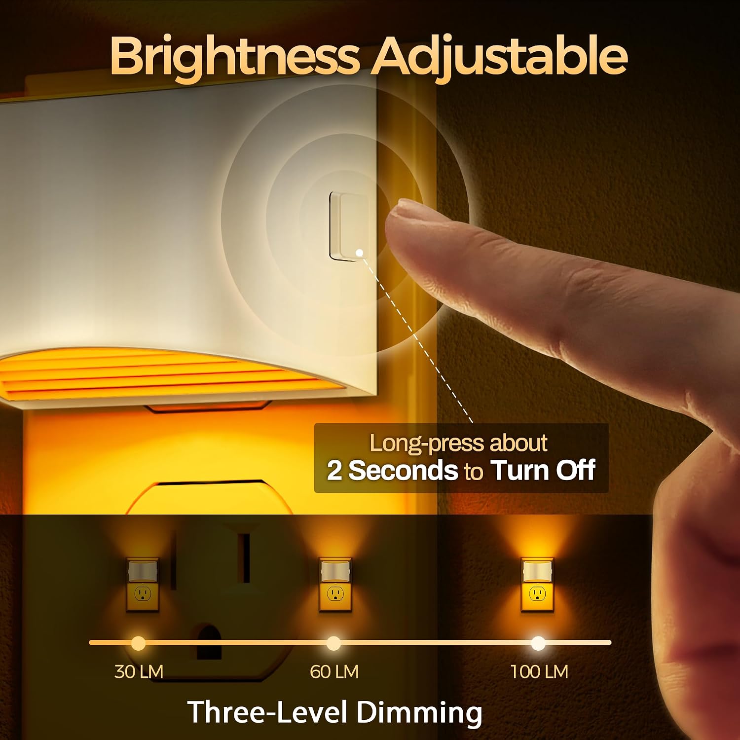 DORESshop LED Night Light[4 Pack], Night Lights Plug into Wall, 3 Level Brightness Adjustable Plug in Night Light, Dusk to Dawn Sensor…