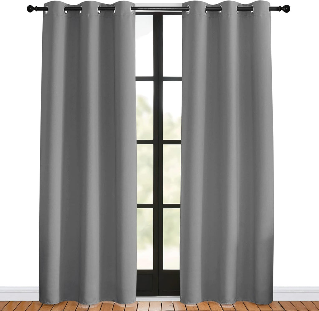 NICETOWN Bedroom Curtains Blackout Drapery Panels, 2 Panels, 42 x 80 inches, Silver Grey, Three Pass Microfiber Thermal Insulated Solid…