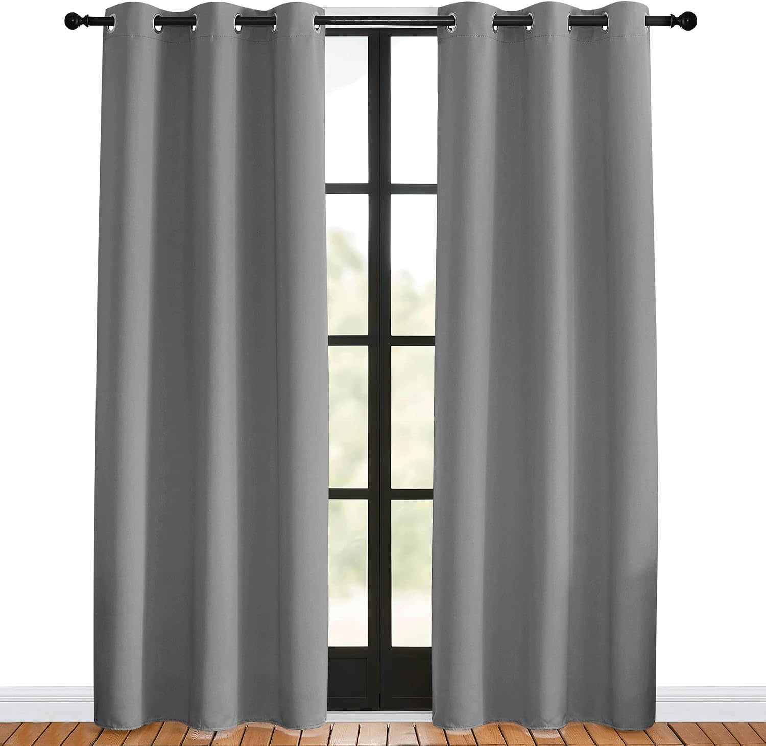NICETOWN Bedroom Curtains Blackout Drapery Panels, 2 Panels, 42 x 80 inches, Silver Grey, Three Pass Microfiber Thermal Insulated Solid…