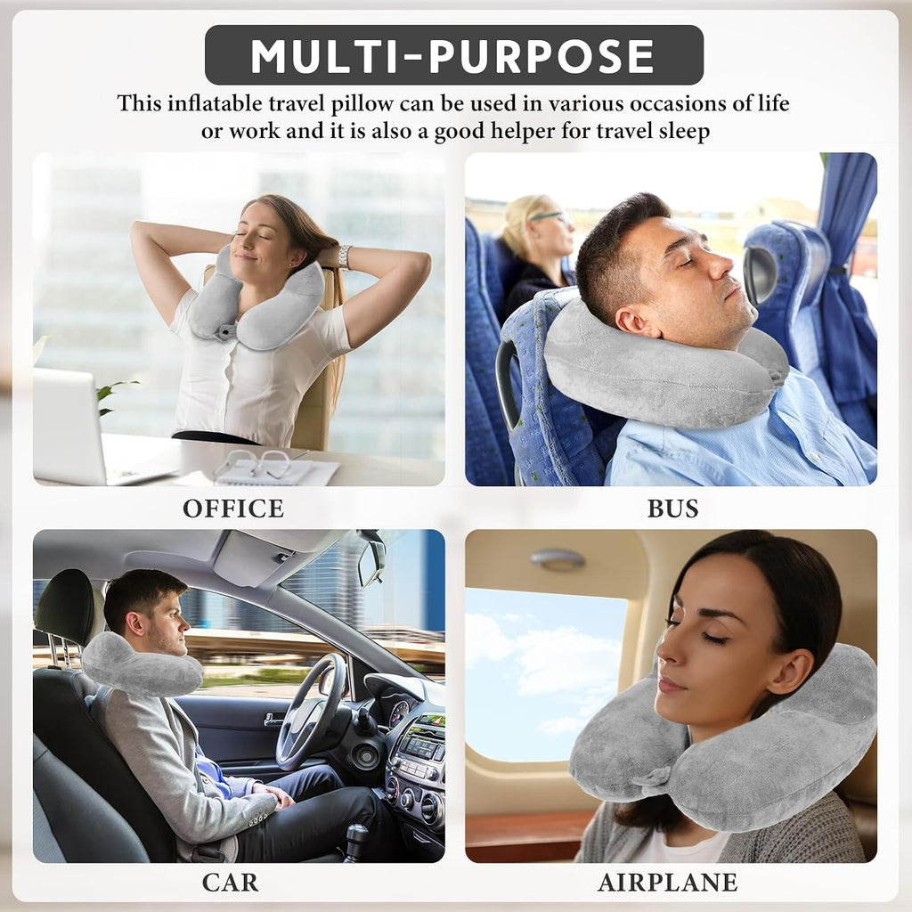 Sintuff 2 Pack Inflatable Travel Pillow for Airplanes Inflatable Neck Flight Pillows with Compact Bag and Blindfold for Traveling…