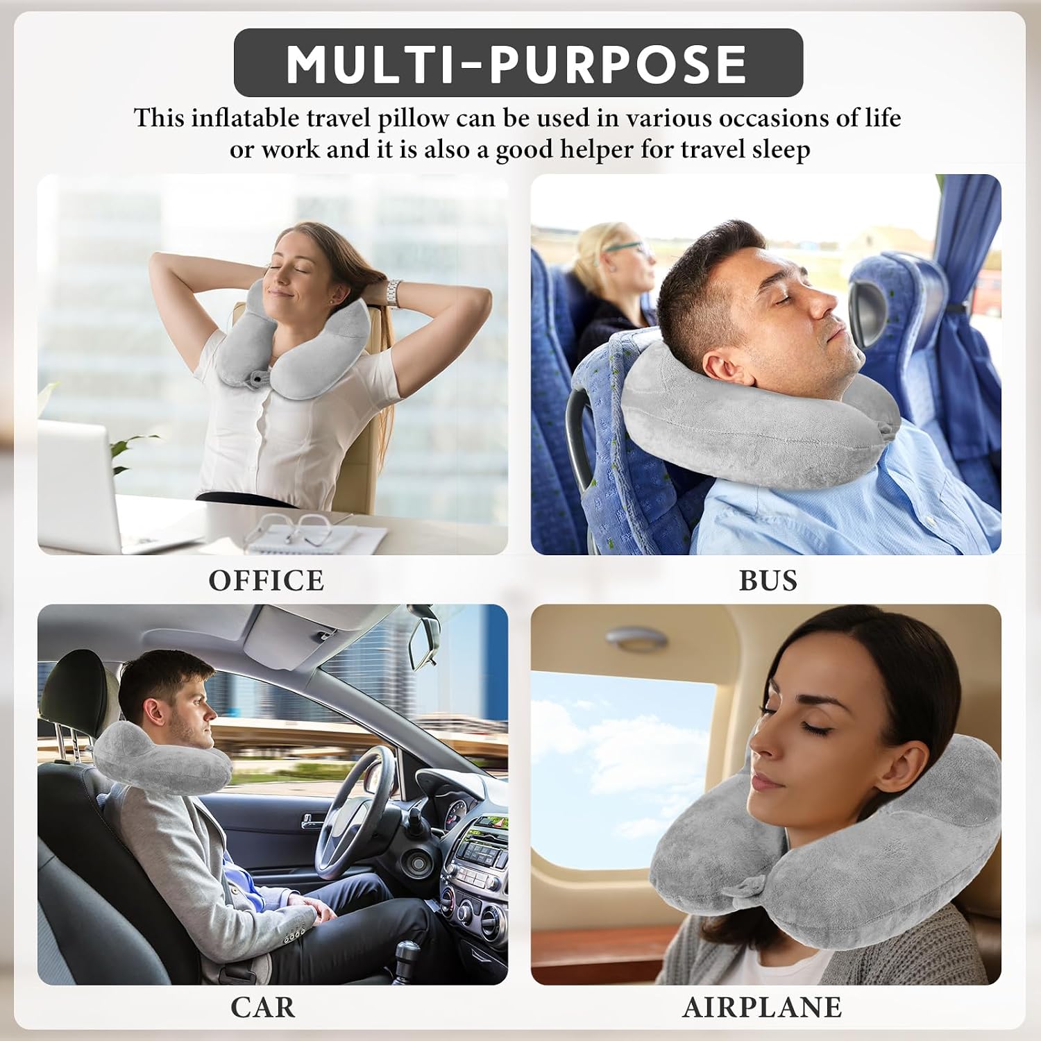 Sintuff 2 Pack Inflatable Travel Pillow for Airplanes Inflatable Neck Flight Pillows with Compact Bag and Blindfold for Traveling…