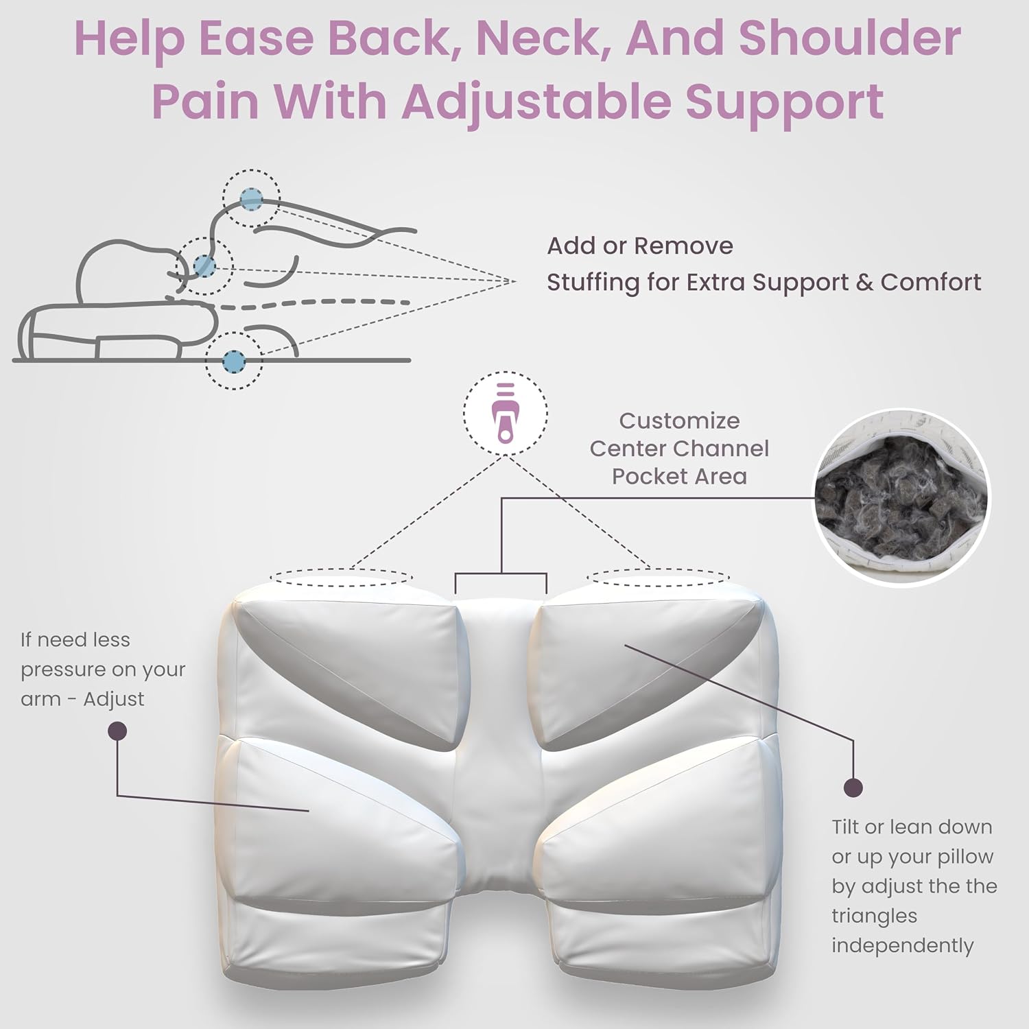 Wife Pillow - Charcoal Memory Foam, 1 LBS Extra Bag of Stuffing, Shredded Charcoal Infused Blended with Siliconized Fiberfill. Customize…