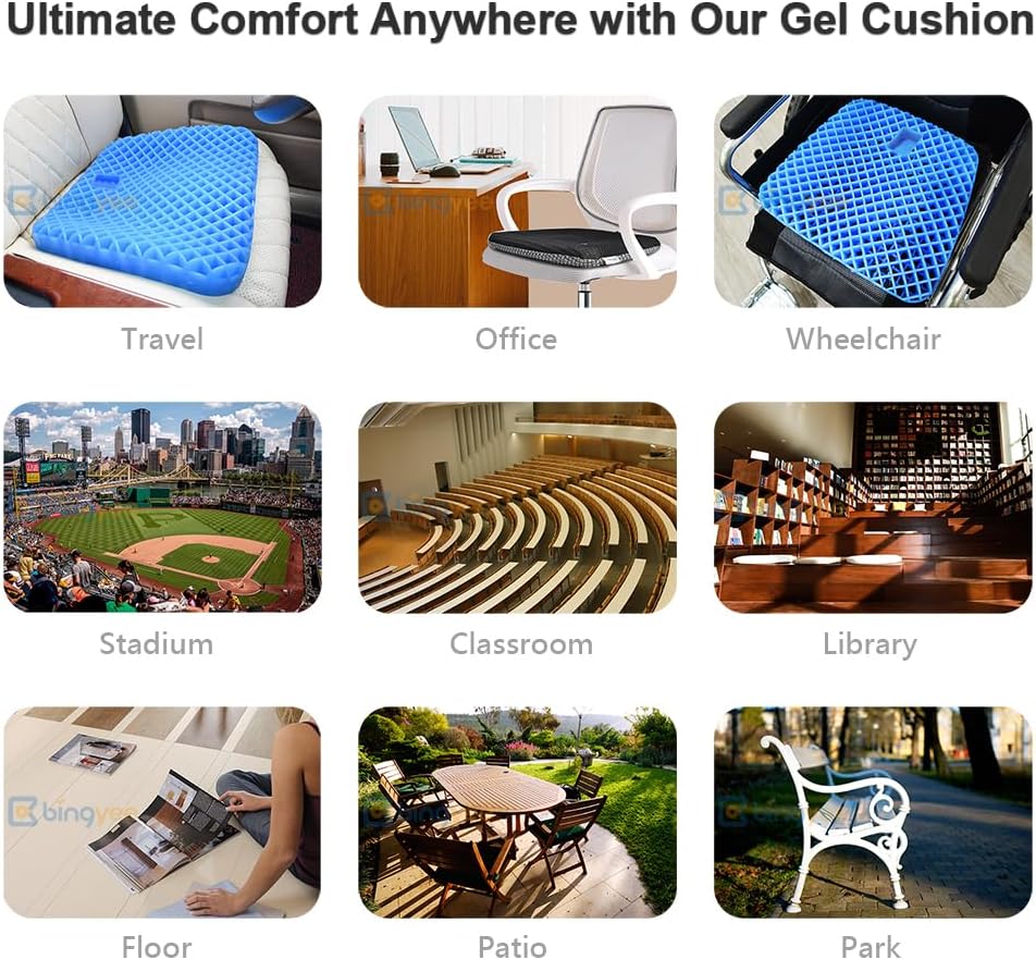 Gel Seat Cushion 1.8 Inch Thick Seating Pad Orthopedic Chair Cushions for Pressure Relief Gel Pads for Office Chair, Car, Home…
