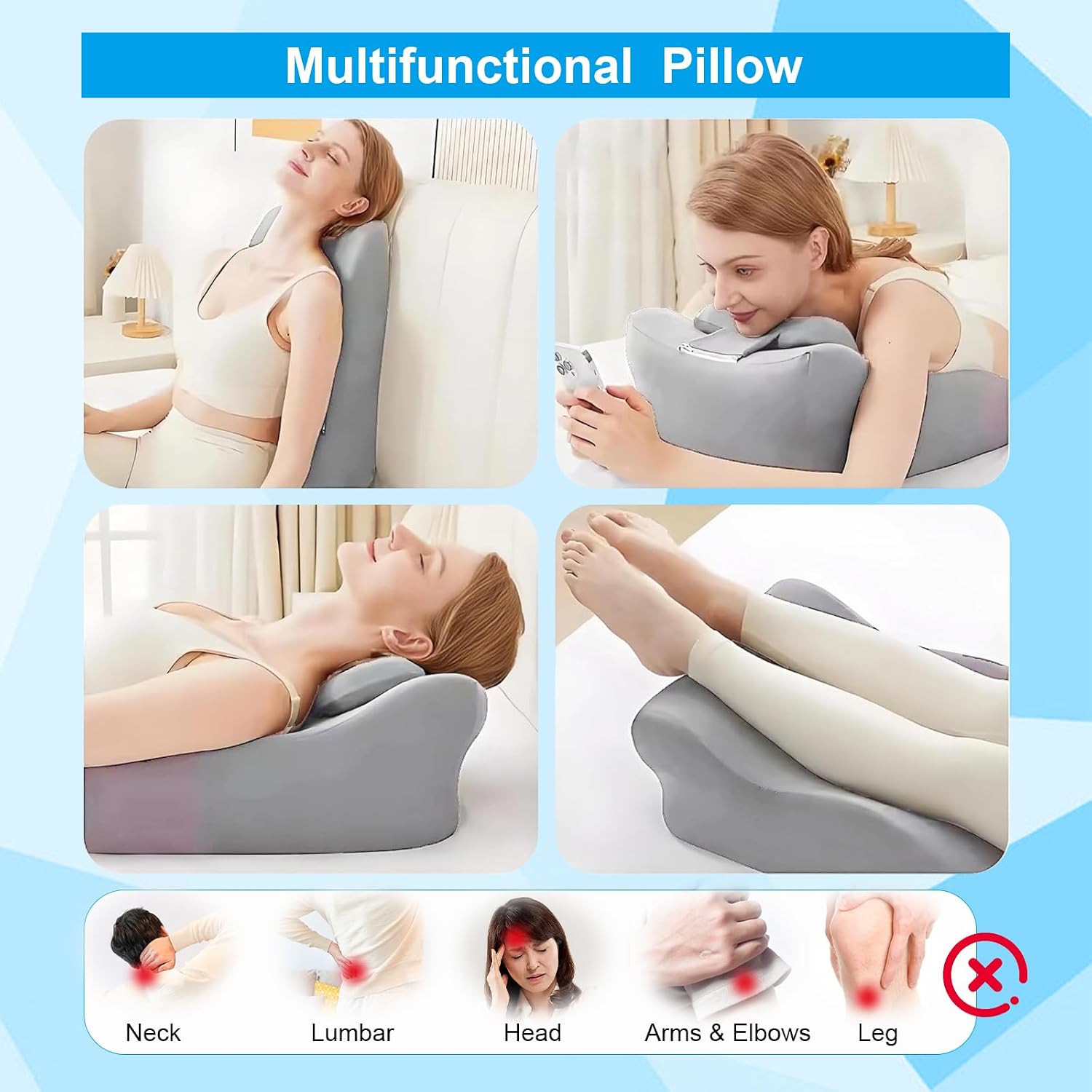 YSOGTDE Memory Foam Wedge Pillow for Sleeping, Reading and Back Support, Intimacy Butt Pillow Ergonomic Bed Pillow for Acid Reflux,…