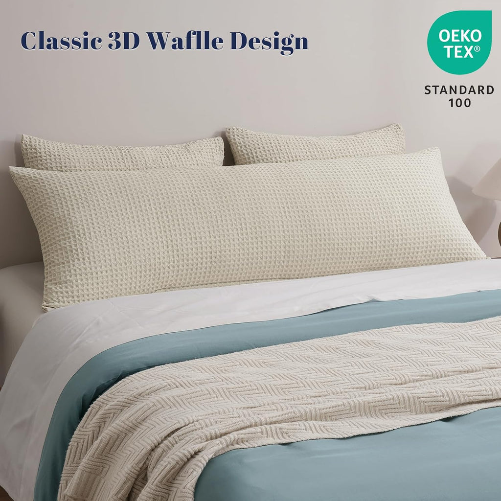 Phf Ultra Soft Waffle Weave Body Pillowcase with Zipper, No Insert, 1Pack 20" x 54" Pillow Sham, Breathable & Skin-Friendly Body Pillow cas…
