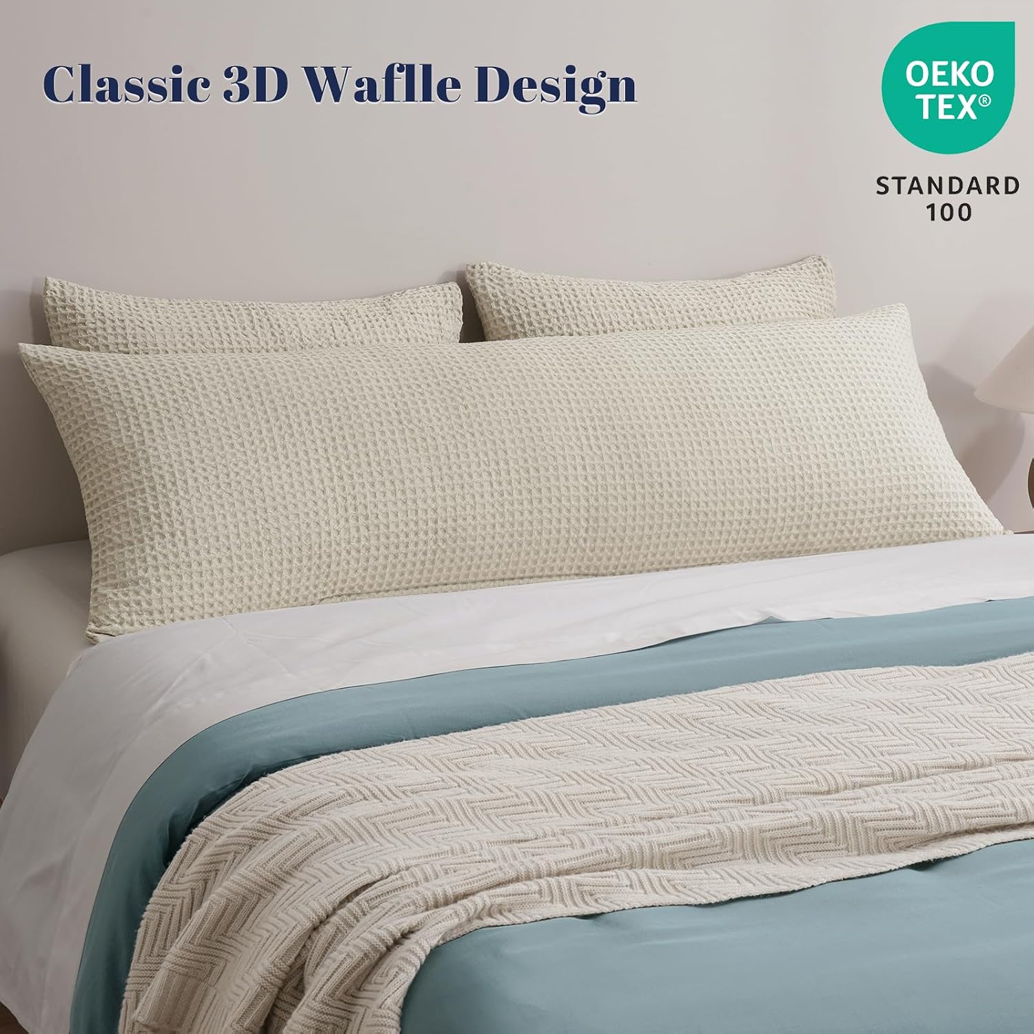 Phf Ultra Soft Waffle Weave Body Pillowcase with Zipper, No Insert, 1Pack 20" x 54" Pillow Sham, Breathable & Skin-Friendly Body Pillow cas…