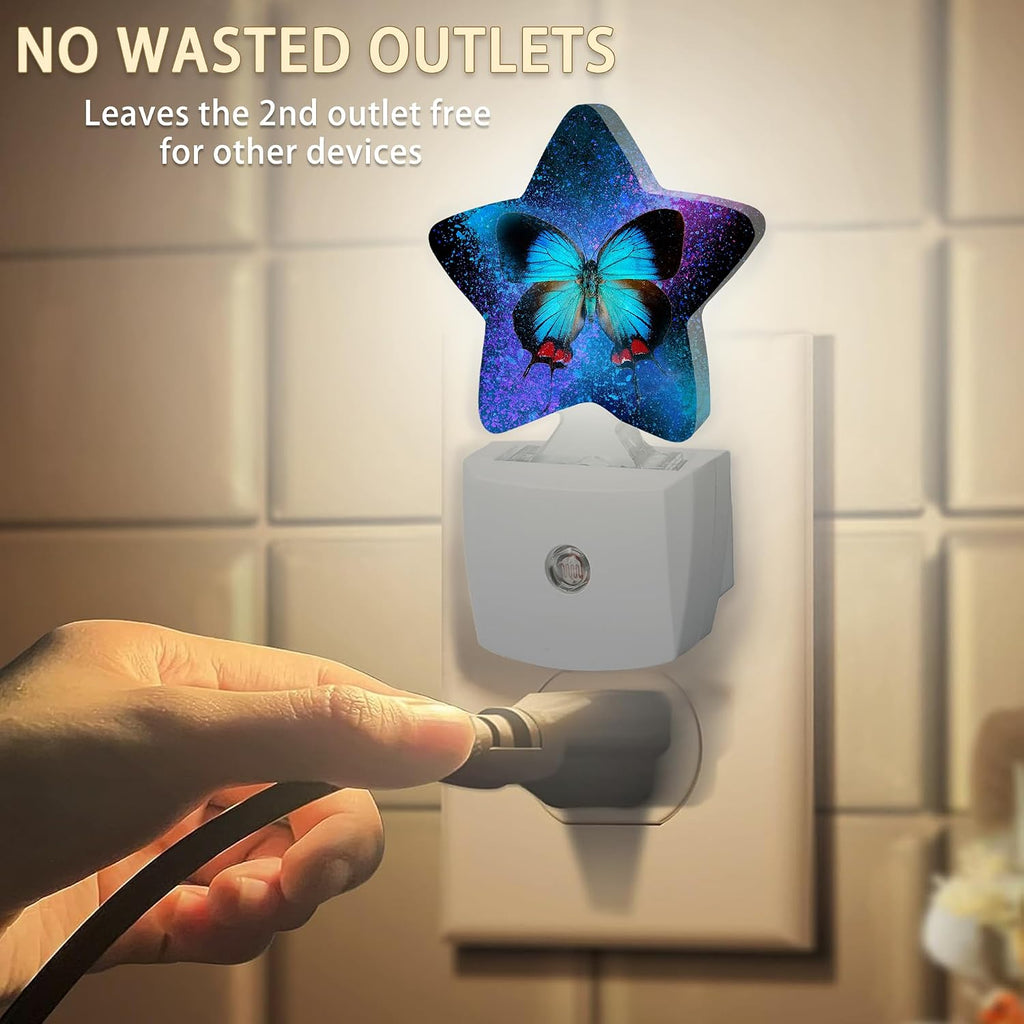 Blue Butterfly Night Light, Dusk to Dawn Smart Sensor Nightlight for Bedroom Bathroom Kitchen Hallway Stairs Hallway, Plug-in, Energy…
