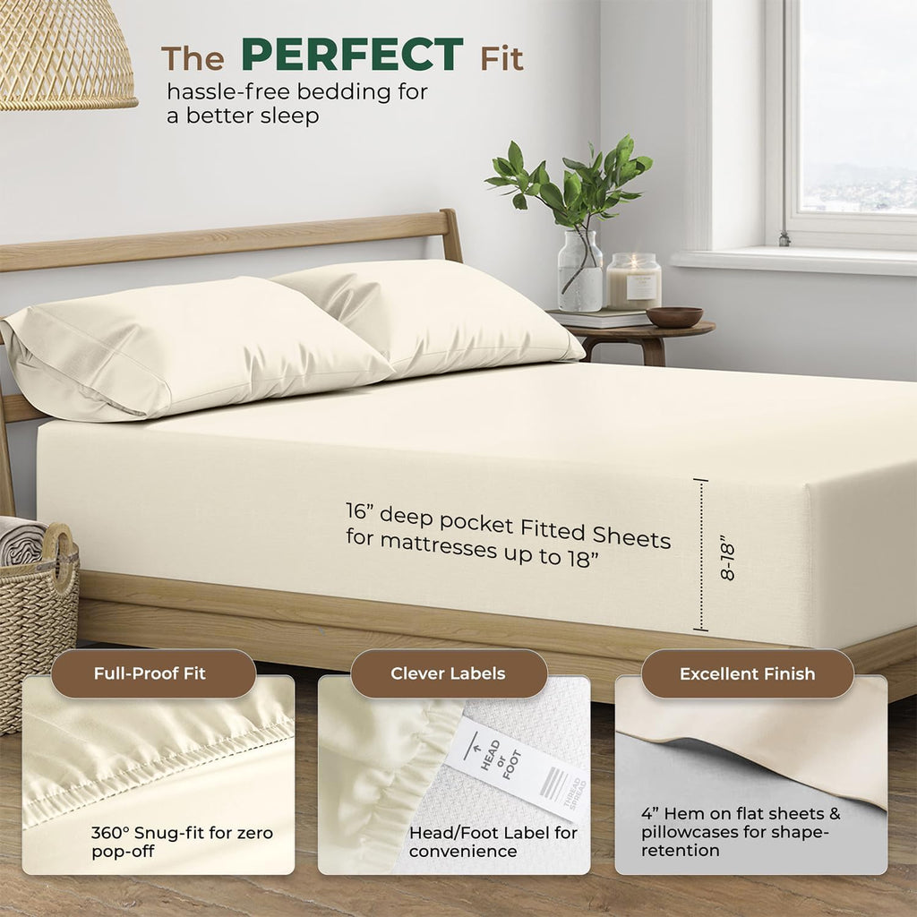 THREAD SPREAD 100% Organic Cotton Sheets Queen Size - 4 PC Organic Cotton Queen Percale Size Weave Sheet Set, Soft, Cooling, Crisp &…