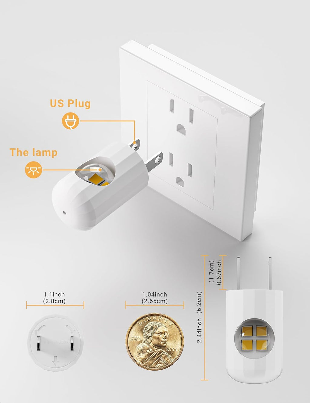 GEPLAD LED Night Light Plug-in Wall Outlet Light, 5000K Daylight, Ambient Lighting, Nightlight for Bedroom, Bathroom, Nursery, Hallway…