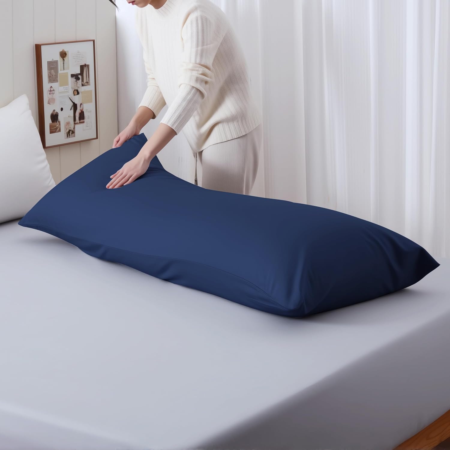 ShunjieHome Body Cooling Pillow Case, Viscose Derived from Bamboo Long Pillow Protectors, 400 TC Soft Silky Breathable Summer Body Pillowcas…