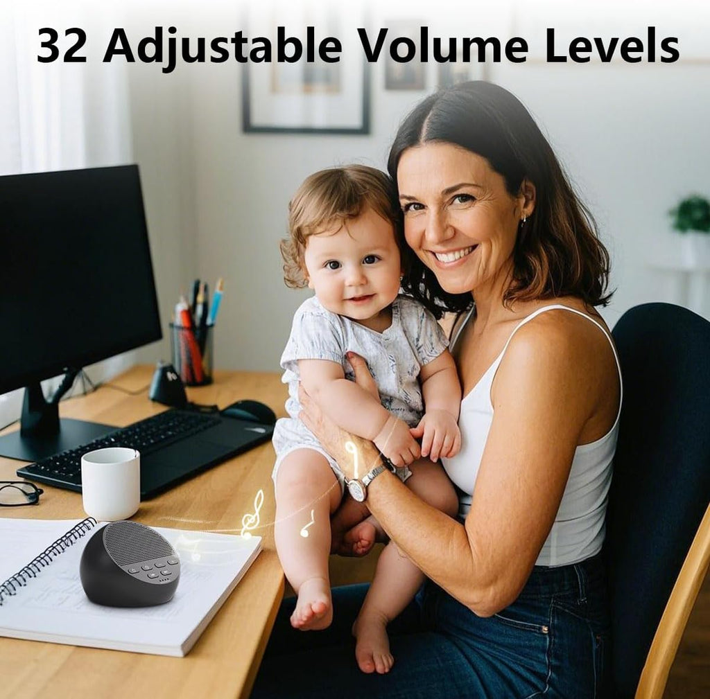 Portable Sound Machine White Noise Machine Nonstop 30 Soothing Sounds for Baby Kids Adults Pink Noise Sleep Machine 36-Level Vol Auto-Off…