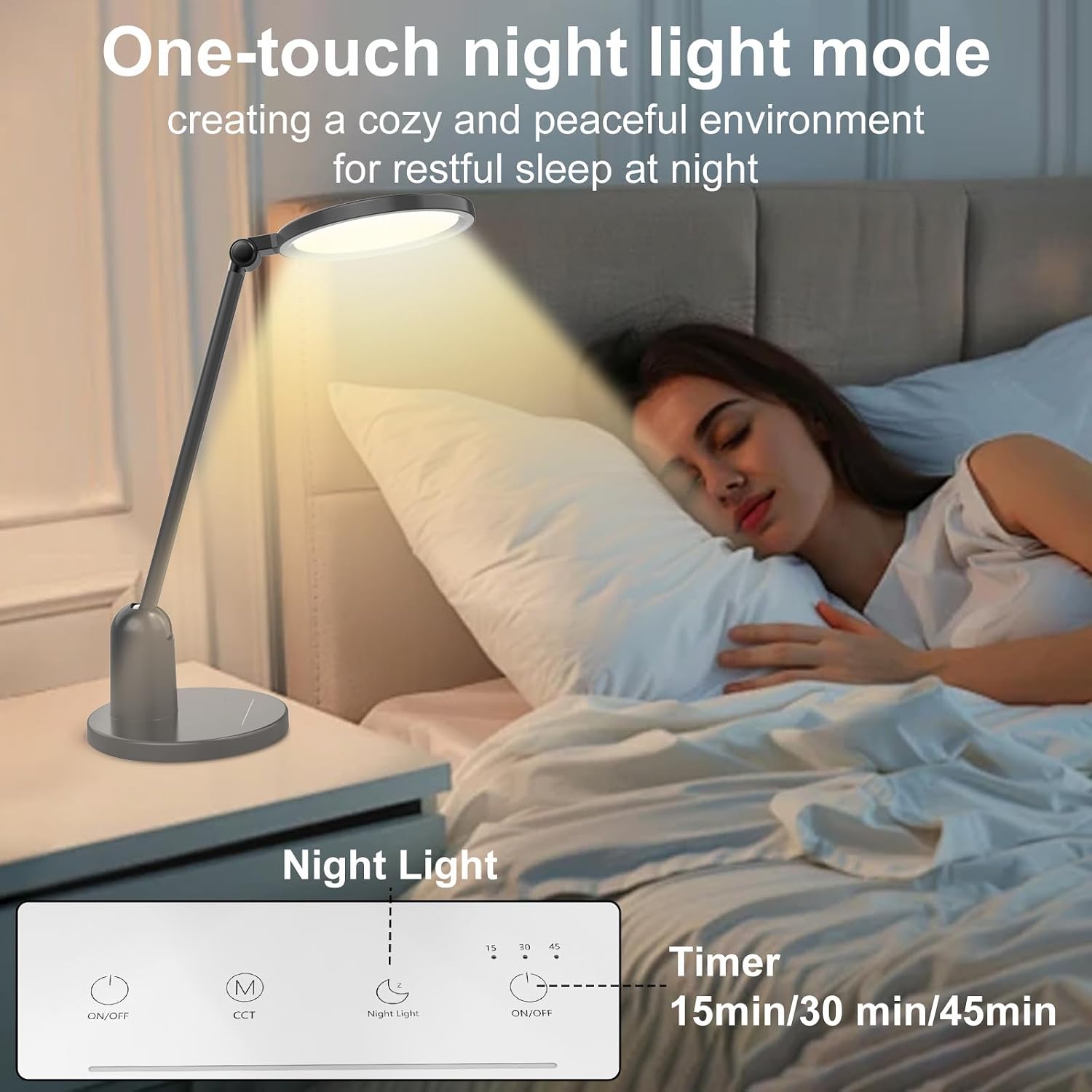 Desk Lamps for Home Office with Stable Base, 1000LM Ultra Bright Eye-Caring LED Desk Light, 3000K-6000K Dimmable Table Lamp with Stepless…