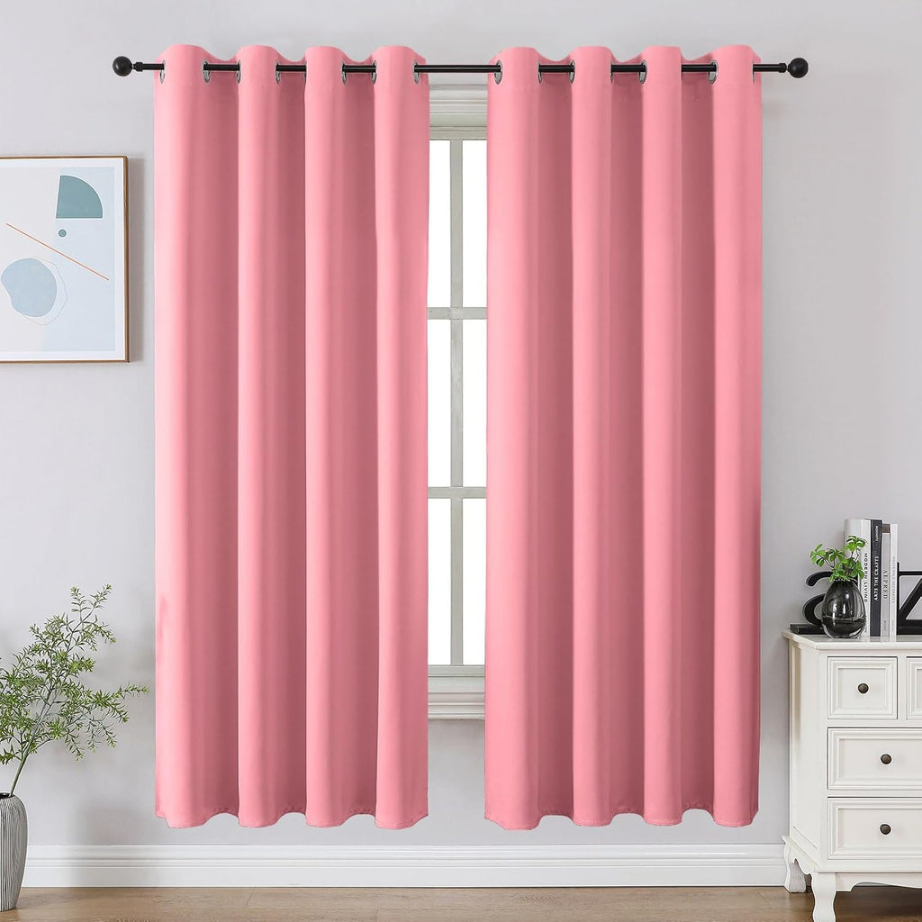 Cucraf Pink Blackout Curtains 63 inch Length 2 Panels Set, Room Darkening Drapes for Living Room Bedroom, Thermal Insulated Light Blocking…