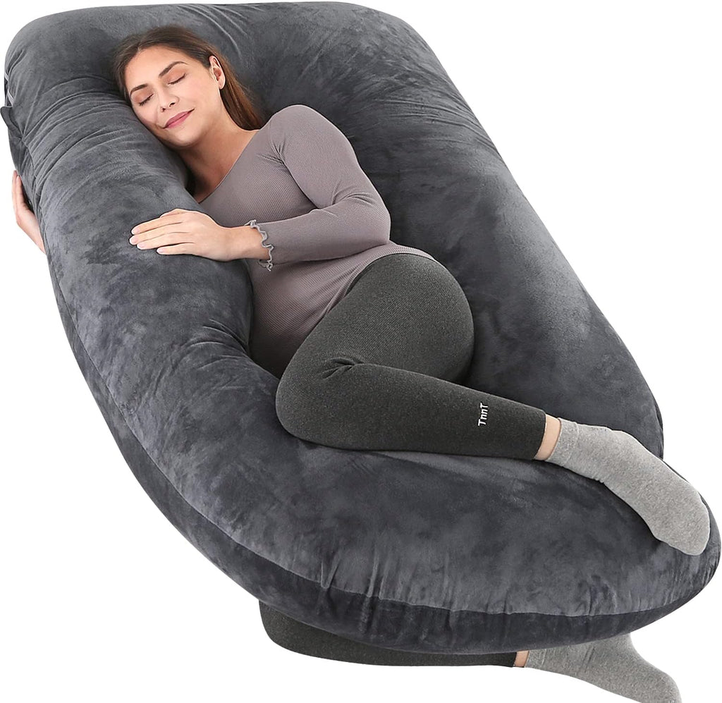 U-Shaped Full Body Pregnancy Pillow for Sleeping – 57" Maternity Pillow with Removable Cover, Support for Back, Legs, Belly & Hips…