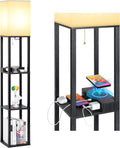 Mlambert Modern Shelf Floor Lamp with Wireless Charger & Fast Charging USB Ports & Type C Port & 2 Power Outlets,3 Tier Storage Lamp for…