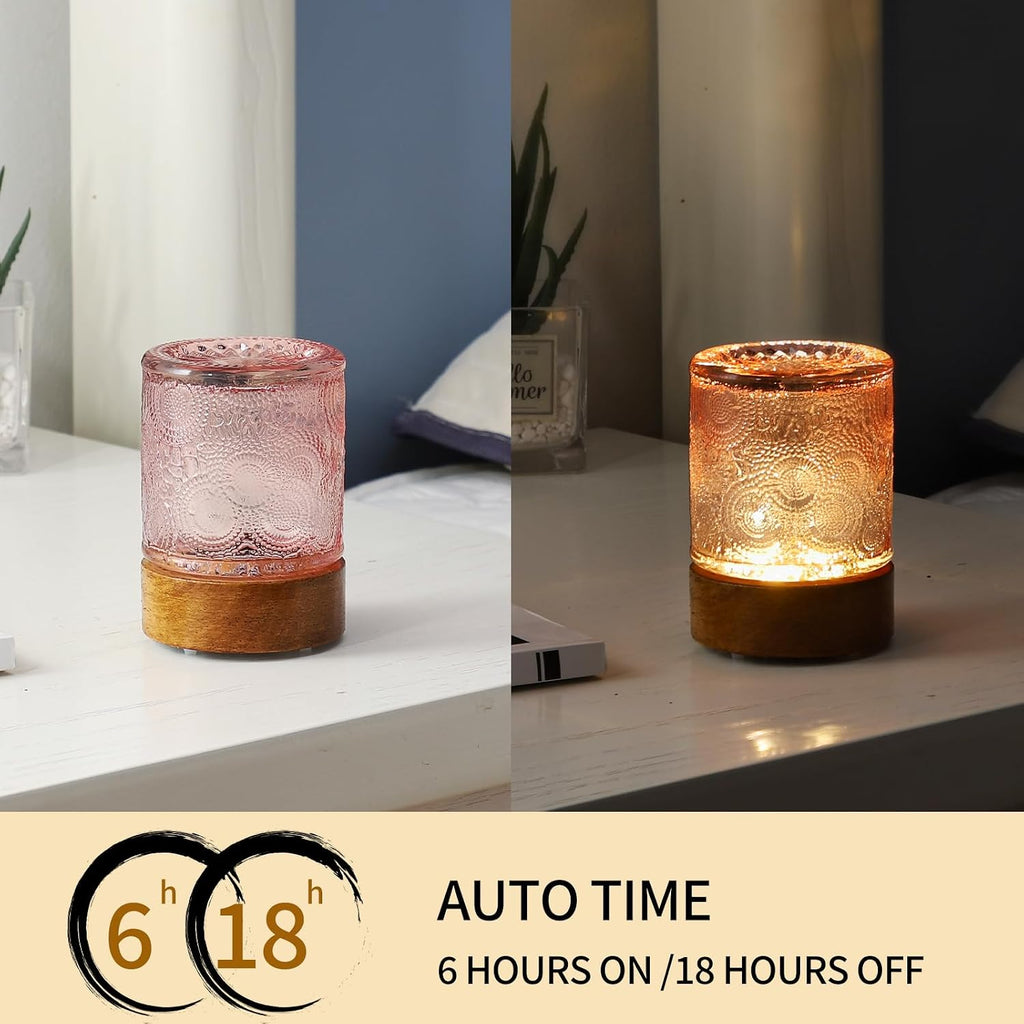 Mini Soft Warm Light Lamp Battery Operated Portable Night Light with Timer, Small Glass Vintage Dim Sleep Nightlights, Battery Powered…