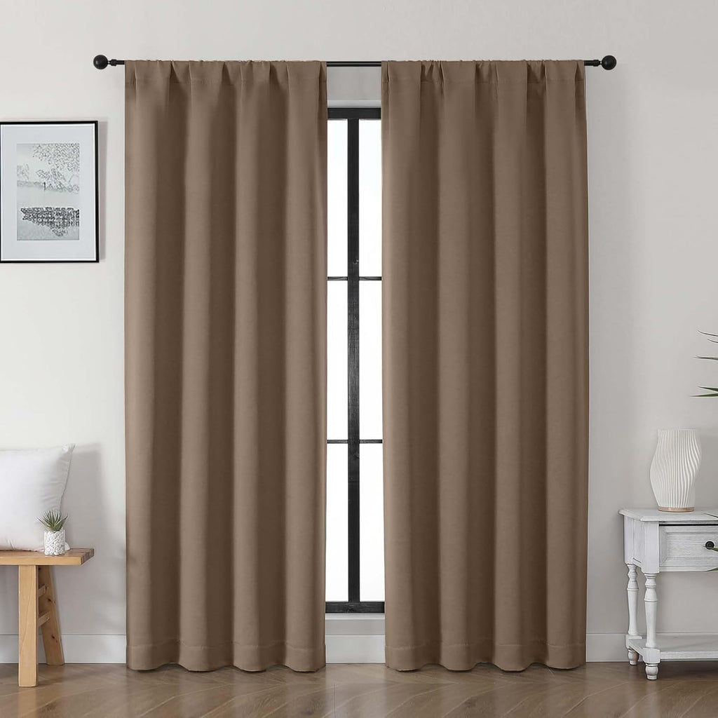 Gwine Brown Blackout Curtains for Living Room 72 inches Long, Noise Reducing Room Darkening Window Treatment Curtains for Bedroom…
