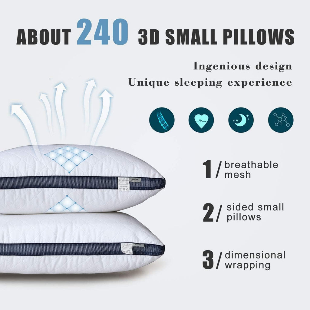 Meoflaw Pillows for Sleeping(2-Pack), Luxury Hotel Pillows Standard Size Set of 2, Bed Pillows for Side and Back Sleeper (Standard) blue
