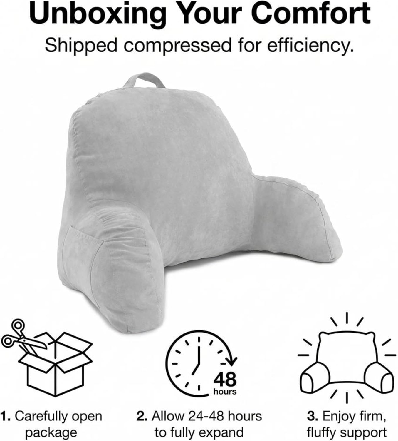 Deluxe Comfort Microsuede Bed Rest - Backrest Pillow with Arms - Bed Rest Pillow - Reading Bedrest Lounger - Sitting Support Pillow - Soft…