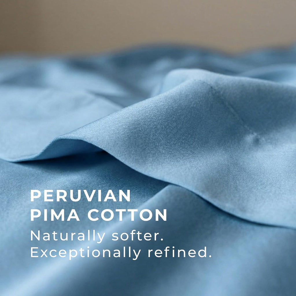 Perupima Peru Pima 285 Thread Count Percal California King Sheet Set - 100% Peruvian Pima Cotton, 4 Piece (Flat, Fitted, 2 Pillowcases) - C…