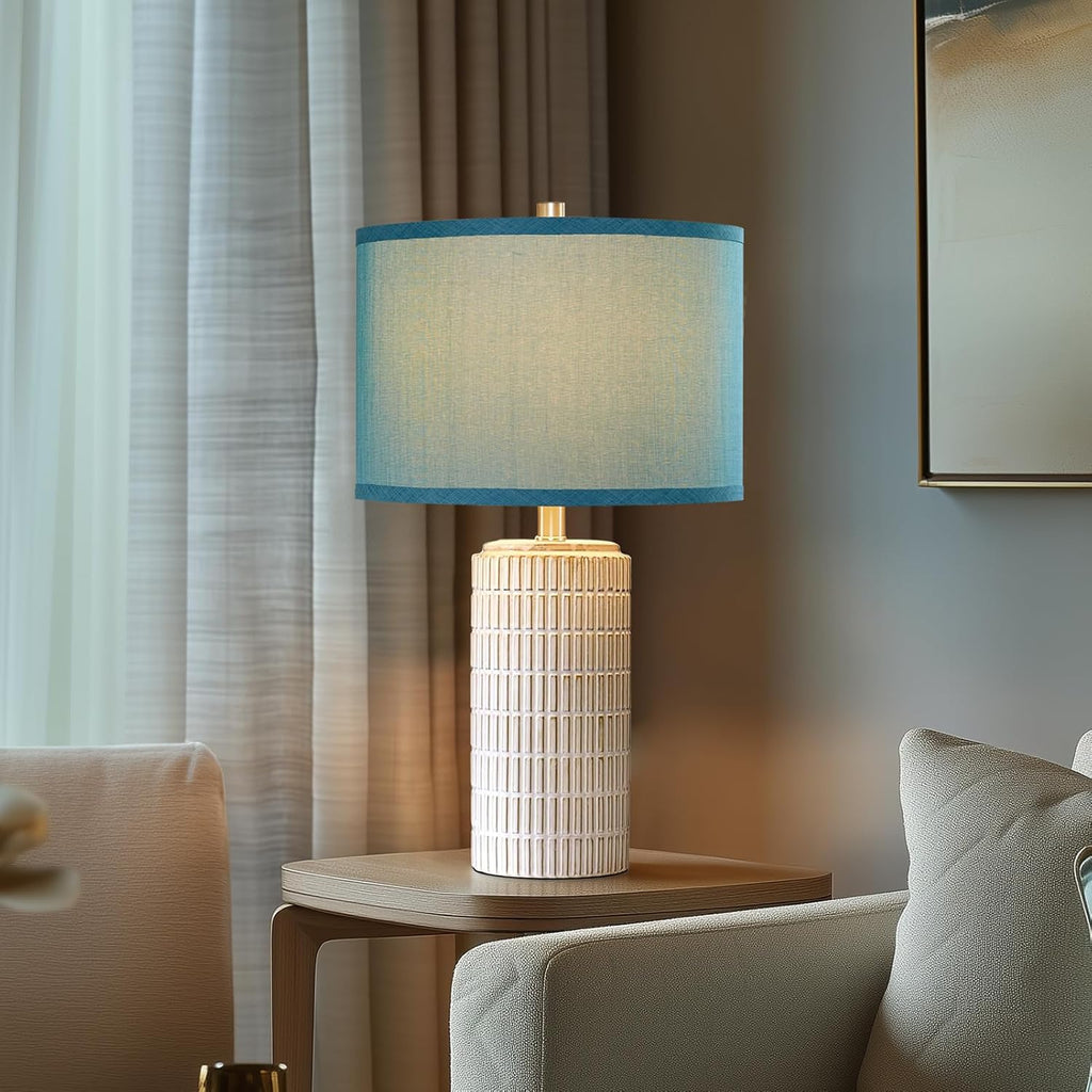 AIEAMPDO 23" Modern Ceramic Nightstand Table Lamps Set of 2, Nautical Lamps for Bedroom Bedside, Side Table Lamps for Living Room, Dining…