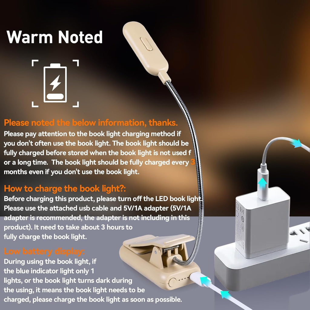 Vavofo Rechargeable Book Light for Reading in Bed Kids, 7 LED Reading Light with 9-Level Warm Cool White Daylight, Eye comfort Lamp with…