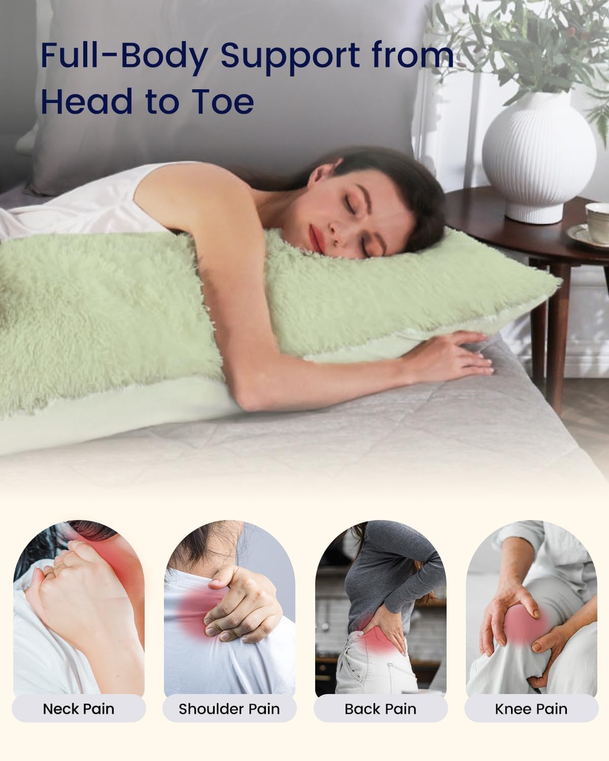 Zonli Fluffy Body Pillow, Full Body Pillows for Adults, Long Pillow for Sleeping with Removable Cover and Adjustable Filling for Side Sleep…