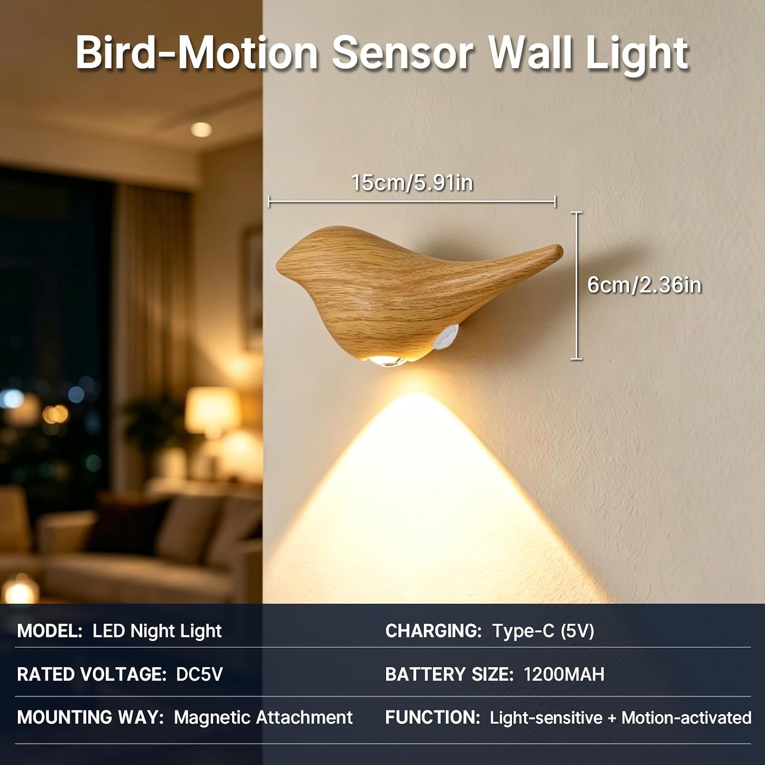 Motion Sensor Night Light: 1200mAh Rechargeable Wall Sconce Magnetic Stair Lights Indoor Wireless Wall Sconces Night Light for Bedroom…